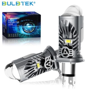BULBTEK AM10 Mini LED Projector Lens Fan Cooling H4 Hi Lo Beam Headlight Bulb High Power 150W 12000 LM Bi LED Headlight Lens