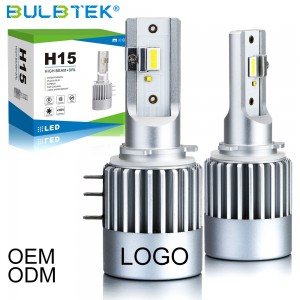 BULBTEK H15 LED ஹெட்லைட் பல்ப் அனைத்தும் ஒரே பிளக் மற்றும் ப்ளே ஹை பீம் DRL LED H15 CANBUS ஹெட்லைட் பல்ப் தொழிற்சாலை