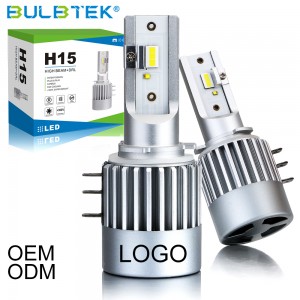 BULBTEK H15 LED Headlight Bulb All In One Plug and Play High Beam DRL LED H15 CANBUS Headlight Bulb Factory