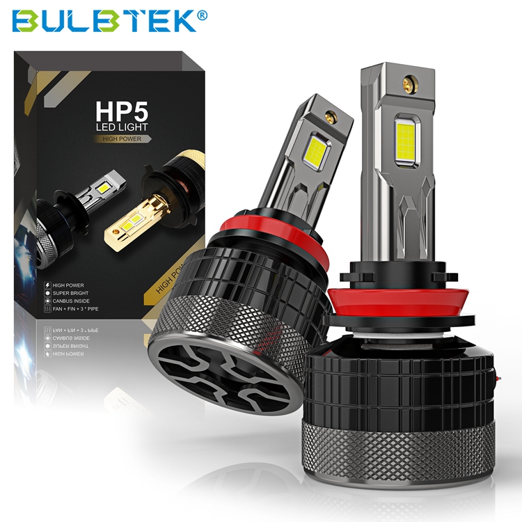 BULBTEK HP5 Wholesale Auto LED Light H1 H4 H7 H11 9005 9006 9012 CANBUS LED Bulb Fan Cooling 9005 9006 9012 12V 24V Car Headlight Lamp Bulb Featured Image