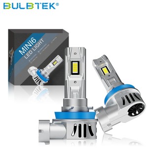BULBTEK Mini6 Halogen Size LED Headlight Bulb Turbo Fan LED H11 9005 9006 9012 Mini Size 140W 14000LM 12V Auto Farol LED Bulb