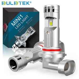BULBTEK Mini1 Mini Size Headlight Bulb LED Voiture Automotive Light Focos Para Autos H4 H7 H11 High Beam 120W LED Headlight Bulb
