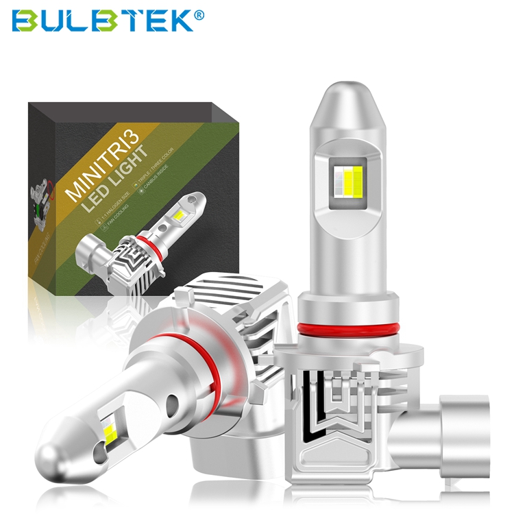 BULBTEK MINITRI3 Plug and Play Auto Headlight Bulb 3 Colors Fog Lamp Fan CANBUS 12V 24V Wholesale h11 9005 9006 Car LED Bulbs Replacements Featured Image