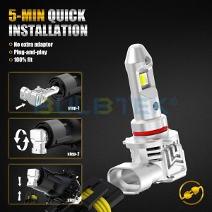 BULBTEK MINITRI3 Plug and Play Auto Headlight Bulb 3 Colors Fog Lamp Fan CANBUS 12V 24V Wholesale h11 9005 9006 Car LED Bulbs Replacements