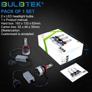 BULBTEK X9S Turbos LED Canbus Dekoder 20000 Lumen 360 Sistemi i Ndriçimit Automatik H4 H7 H11 9005 9006 9012 Feneri LED i automobilave të makinave