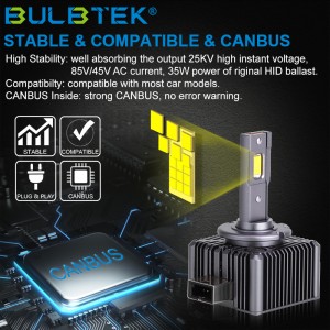 BULBTEK XD35 फ्यान अटो लाइट 35W D1 D2 D3 D4 D5 D8 6000K 6500K CANBUS कार एलईडी हेडलाइट बल्ब