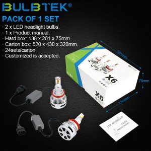 BULBTEK X6 36W Super Bright AUTO LED Headlight Bulb LENS Projector Car LED CANBUS 12V 24V Headlight