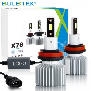 BULBTEK X7S Fanless LED Headlight Bulb H1 H4 H7 H11 9005 LED Bulb for LENS Projector and Reflector Headlight