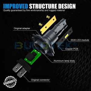BULBTEK X8 H7S Mini Size Fanless Plug and Play Auto LED All in One H7 LED Bulb Halogen Design 12V H7 LED Headlight Bulb for VW