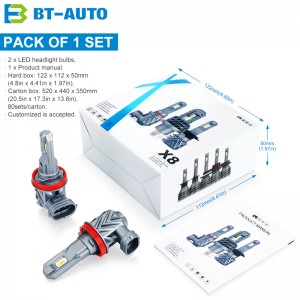 BT-AUTO X8 All In One Halogen Size AUTO LED Headlight Bulb H1 H3 H4 H7 H11 9005 9006 9007 H13 LED Headlight