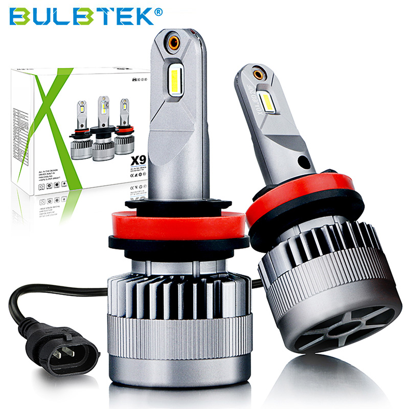 BULBTEK X9 H1 H3 H4 H7 H11 HB3 HB4 H13 Car LED Headlight Bulb Fan Type CANBUS AUTO LED Headlight Bulb Featured Image