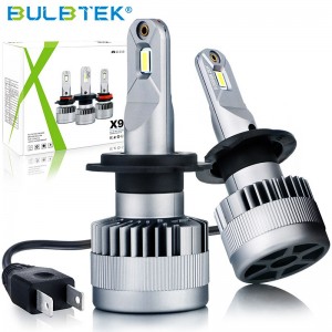 BULBTEK X9 H7 H11 H4 LED હેડલાઇટ ઓટો બલ્બ કેનબસ ફેન કૂલિંગ LED બલ્બ કાર હેડલાઇટ બલ્બ