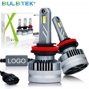 BULBTEK X9S LED د سر څراغ بلب H11 H7 H4 9005 9006 9012 د آټو هیډ لائټ بلب کینبس 12V 24V LED موټر هیډ لامپ