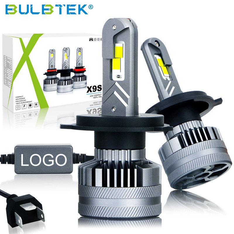 BULBTEK X9S Turbos LED Canbus Deskodetzailea 20000 Lumen 360 Auto Argiztapen Sistema H4 H7 H11 9005 9006 9012 Auto Automozioko LED Buruko Irudia