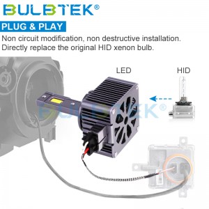 BULBTEK XD35 Fan Auto Light 35W D1 D2 D3 D4 D5 D8 6000K 6500K CANBUS Car LED Headlight Bulb