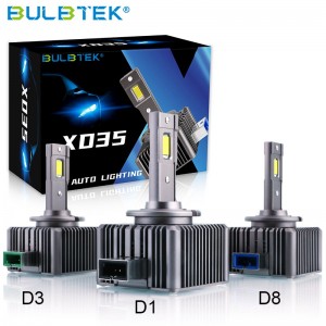 BULBTEK XD35 D શ્રેણી LED થી HID બેલાસ્ટ કેનબસ ઓટો હેડલાઇટ બલ્બ D1 D2 D5 D8 કાર LED હેડલાઇટ બલ્બ
