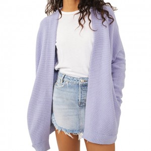Slim and gentle purple knitted cardigan slouchy jumper women