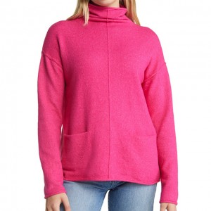 OEM&ODM Rose Red Funnel neck Pocket Women’s Premium Sweater