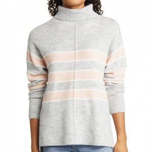 Women’s cashmere bucket style striped turtleneck jumper pullover