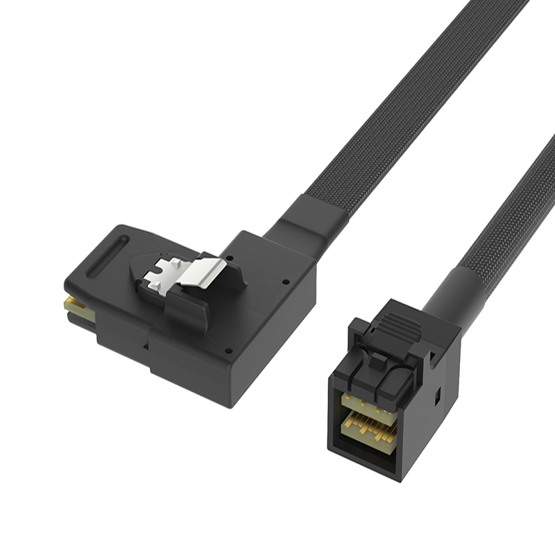 Internal HD Mini SAS to Mini SAS Cable, Internal Mini SAS SFF-8643 to Right Bend 90 Degree 36Pin SFF-8087 Cable