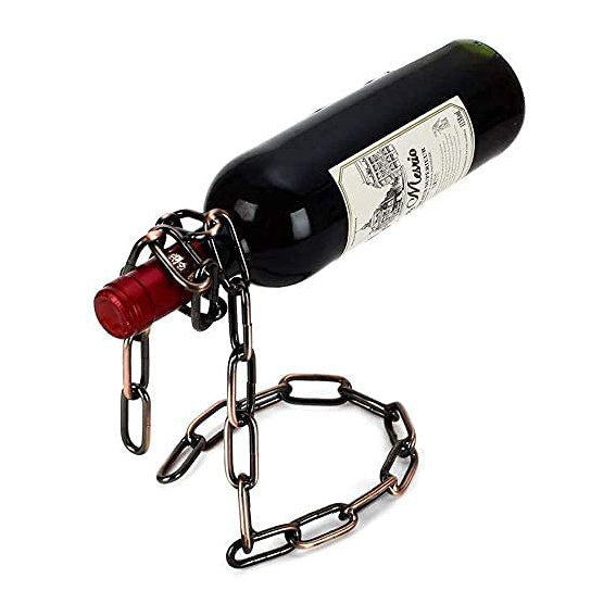 Novelty Magic Chain Wine Bottle Holder Floating Steel Link Chain Wine Bottle Rack/Holder Featured Image