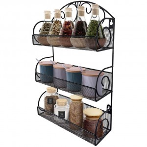 3 Tier Over The Door Spice Rack, Wall Mount Hanging Spice Organizer for Cabinet Pantry Kitchen