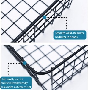 Wire Storage Baskets, 4 Pack Metal Household Organizer with 2 Pcs Fabric Liners, Refrigerator Bin with handles, for Pantry, Shelf, Freezer, Kitchen Cabinet, Bathroom