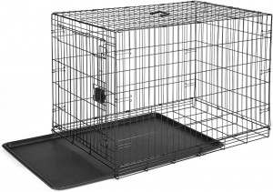 Foldable Metal Wire Dog Crate with Tray, Single Door, 36 Inch