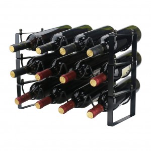 3-Tier 12 bottle storage Wine Holder Black Iron steel Rack for different scenarios use