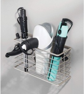 Wall Mount Hair Dryer Storage Organizer – Hair Styling Tool Basket for Bathroom and Bedroom