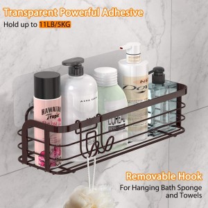 2 Pack Adhesive Shower Caddy Rustproof Shower Shelf Shower Organizer with Hook for Hanging Razor and Sponge