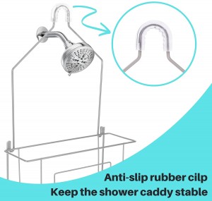 Shower Caddy over Shower Head, Hanging Shower Organizer Rack, Bathroom Caddy for Shower, Rustproof Shampoo Holder Shelf, Silver