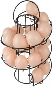 Egg Skelter Modern Spiraling Dispenser Rack Wire Chicken Egg Storage Organizer Display Holder Basket for Countertop Kitchen Home