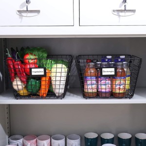 Cabinet Metal Wire Basket Bin Pack of 2 Pantry Kitchen Basket Fruit Vegetable Toys Storage