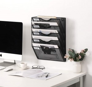 Mount File Organizer 5-Tier Black Vertical Hanging File Folders Holder Paper Rack for Office Home| Nametag Label Included Visit the EasyPAG Store