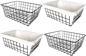 Wire Storage Baskets, 4 Pack Metal Household Or...