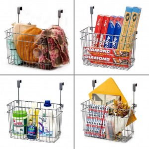 Metal Over the Cabinet Door Organizer, Wall Mountable Deep Kitchen Pantry Storage Basket for Household Items