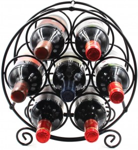 7 Bottles Freestanding Countertop Metal Wine Rack Small Wine Bottle Holders Stands