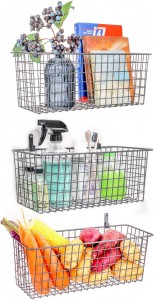 Amazon 3 Set Hanging Wall Basket for Storage, Wall Mount Sturdy Steel Wire Baskets, Metal Hang Cabinet Bin Wall Shelves