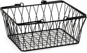 Storage Handles, Modern Farmhouse Décor Farmer’s Market-Style Wire Basket for Organizing Bathroom, Pantry & Craft Room, Medium, Black