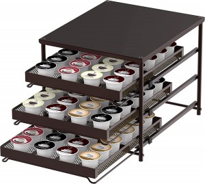 3-Tier Coffee Pod Storage Drawer Holder for K-cup Coffee Pods, 72 Pods Capacity, Black