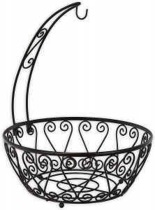 Fruit Basket Bowl with Banana Tree Hanger black，chrome color customization