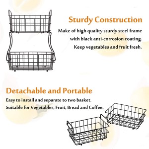2 Tier Detachable Metal Fruit Basket Fruit Bowl Bread Baskets Fruit Holder kitchen Storage Baskets Stand
