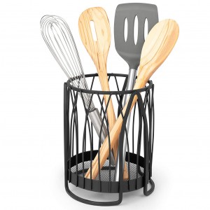 Round Holder & Kitchen Countertop Organizer Cooking Utensil Crock for Kitchen Organization & Storage, Cutlery & Flatware Caddy