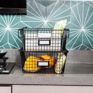 Stackable Wire Storage Baskets With Handles Freezer & Pantry Organizer Bins