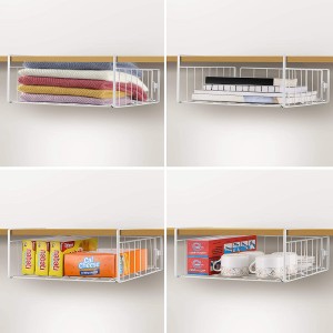 Under Cabinet Organizer Shelf, 2 Pack Wire Rack Hanging Storage Baskets for Kitchen Pantry
