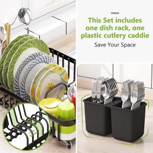 Dish Drying Rack with Anti Rust Frame, Small Dish Drainer Rack for Kitchen Counter