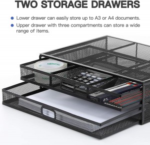 Monitor Stand, Monitor Stand with Drawer, Monitor Riser Mesh Metal, Desk Organizer, Monitor Stand with Storage, Desktop Computer Stand for PC, Laptop
