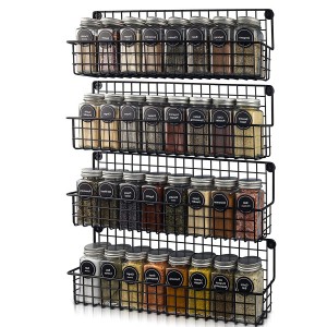 Farmhouse Space Saving And Easy To Install Set of 4 Tiers Hanging Spice Racks For Wall Mount