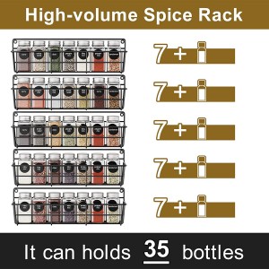 5 Pack Spice Rack Seasoning Organizer Wall Mount, Hanging Spice Organizer Shelf for Kitchen Cabinet